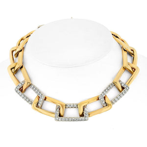 David Webb Collar Platinum & 18K Yellow Gold Open Link Collar Necklace