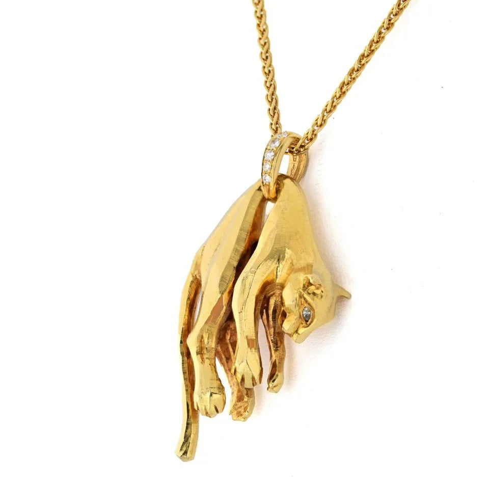 Cartier Platinum & 18K Yellow Gold Hanging Panthere Necklace – The