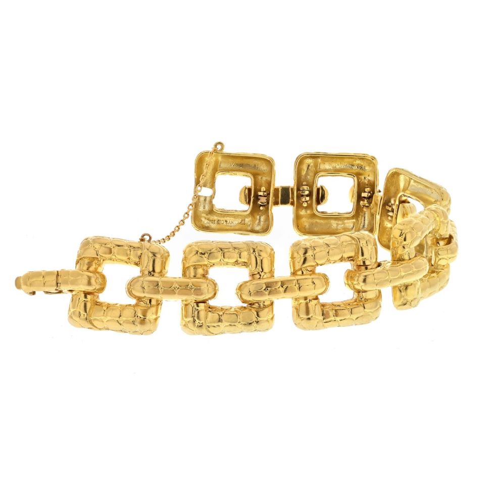 Tiffany & Co. 18K Yellow Gold textured Wide Square Link