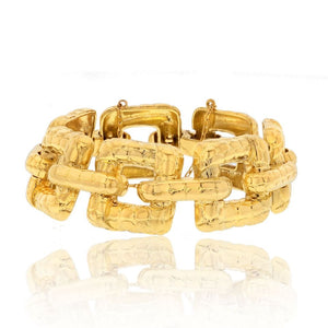 Tiffany & Co. 18K Yellow Gold textured Wide Square Link Bracelet