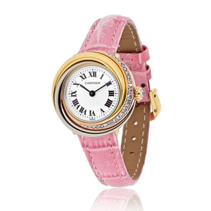 Cartier Trinity 18K Tri Color Trinity Round Dial 27mm 1990's Diamond Ladies Watch