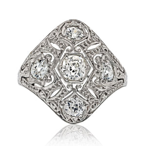 Platinum 2.50cttw Diamond Deco Engagement Ring