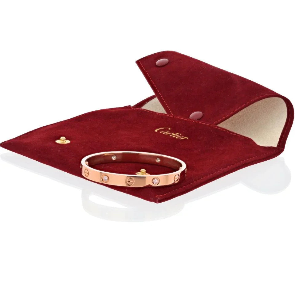 Cartier Love 18K Rose Gold 4 Diamond Size 16 Bracelet – The Back Vault