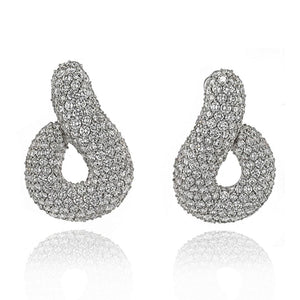 Bvlgari 18K White Gold 45 Carat Pave Round Cut Diamond Twist Earrings
