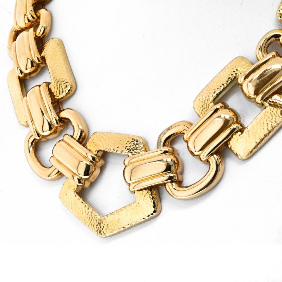 David Webb 18K Yellow Gold Large Open Link Ancient World Necklace