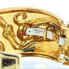 David Webb Platinum & 18K Yellow Gold Repousse Monkey Ruby Eyes Cuff Bracelet