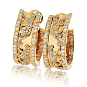 Cartier 18K Yellow Gold Walking Panthere Diamond Earrings