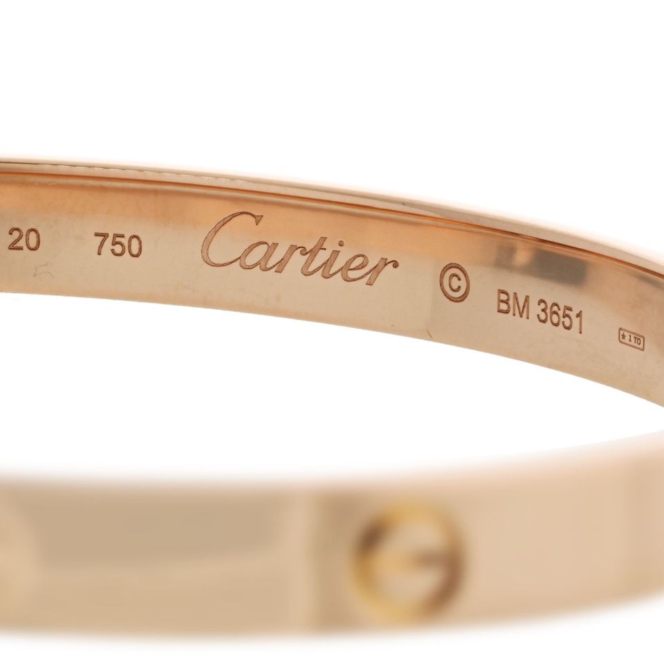 Cartier Love 18K Rose Gold Size 20 Bangle Bracelet - The Back Vault