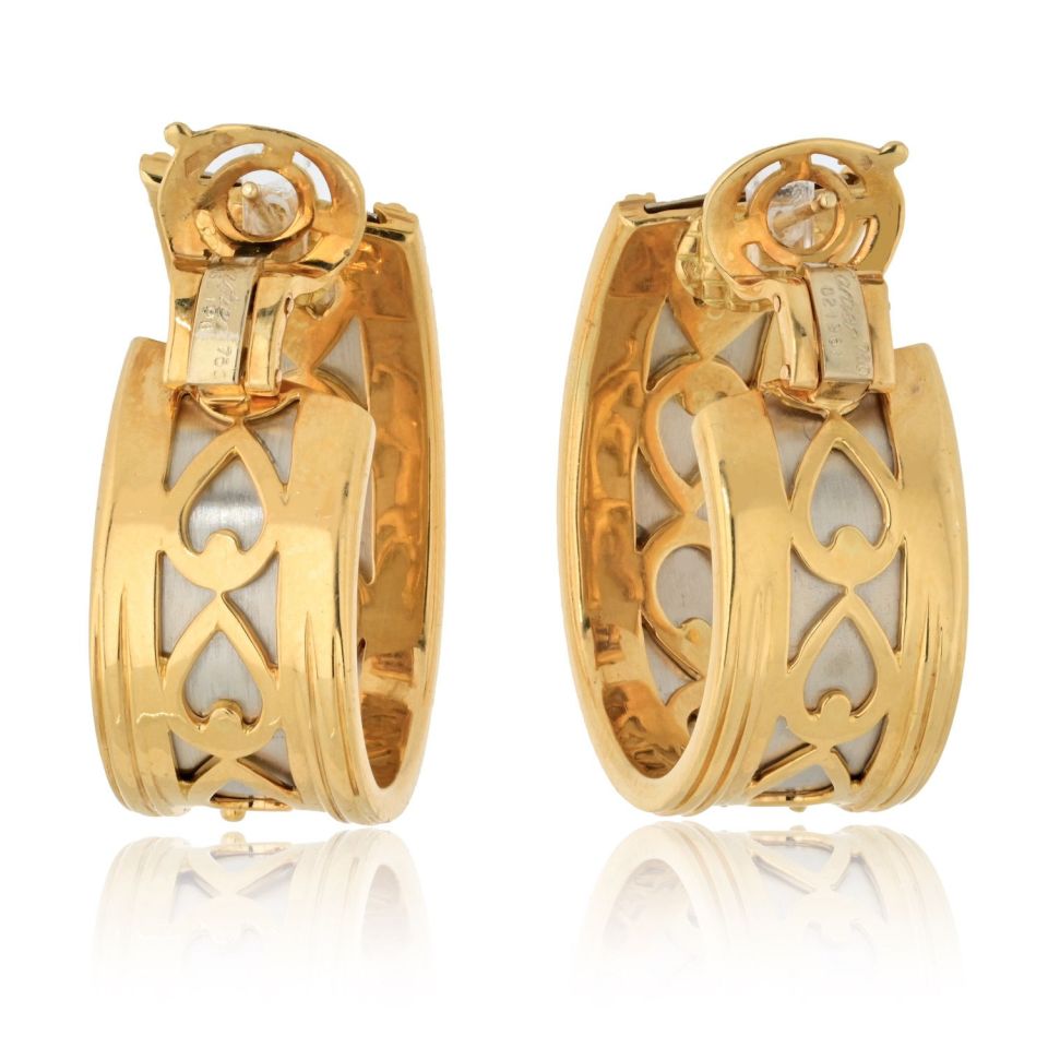 Cartier Platinum & 18K Yellow Gold Walking Panthere Earrings - The Back Vault