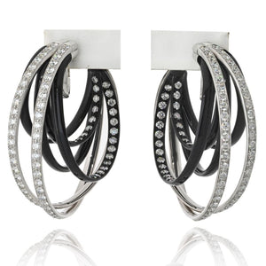 De Grisogono 18K White Gold Black Diamond Hoop Earrings