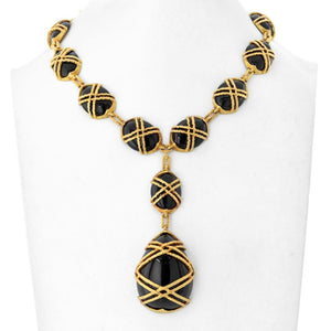 Cartier 18K Yellow Gold 1969 Black Jade Necklace