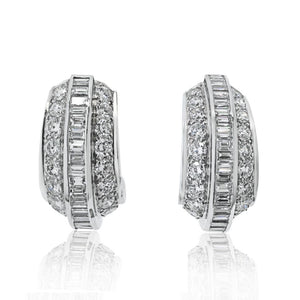 Cartier Platinum 8.00cttw Diamond Huggie With Round And Baguette Earrings