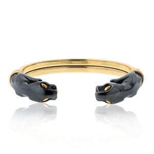 Cartier 18K Yellow Gold Double Head Hematite Cuff Bracelet