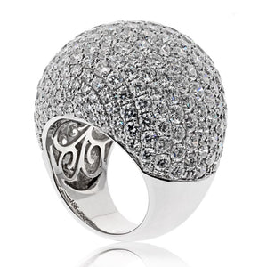 18K White Gold 14cttw Round Diamond Pave Dome Ring