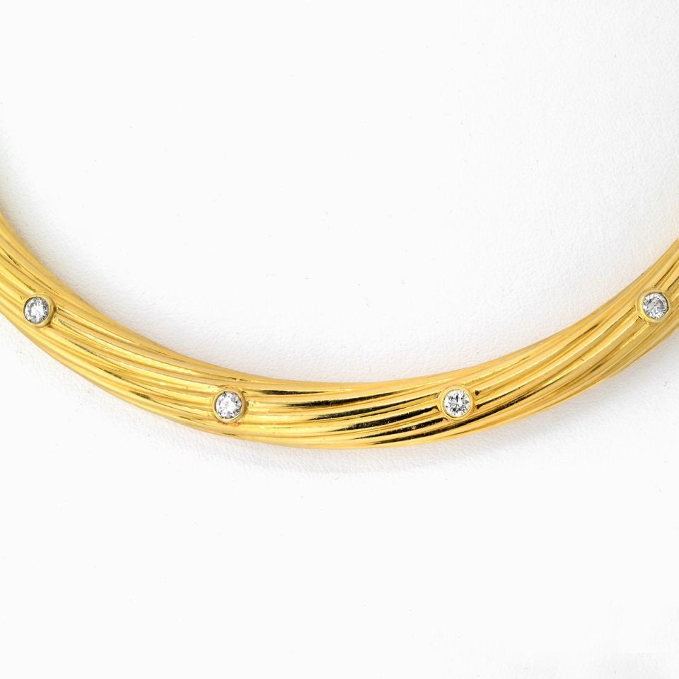 Cartier Collar 18K Yellow Gold Fluted Twist Diamond Choker