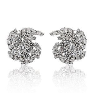 18K White Gold 22.00cttw Diamond Cluster Earrings