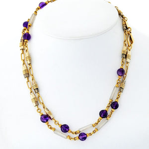 Bvlgari Amethyst 18K Yellow Gold Amethyst And Crystal Link Chain Necklace