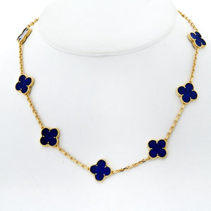 Van Cleef & Arpels Alhambra 18K Yellow Gold 10 Motif Lapis Alhambra Necklace