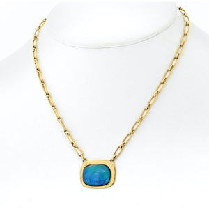Cartier Fire Opal 18K Yellow Gold 1970's Fire Opal Bezel Set Necklace