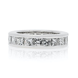 Cartier Platinum 5.50cttw Princess Cut Diamond Eternity EU 49 Ring