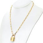 18K Yellow Gold 2.08cttw Diamond Padlock Pendant Necklace - The Back Vault
