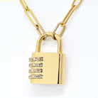 18K Yellow Gold 2.08cttw Diamond Padlock Pendant Necklace - The Back Vault