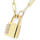 18K Yellow Gold 2.08cttw Diamond Padlock Pendant Necklace - The Back Vault