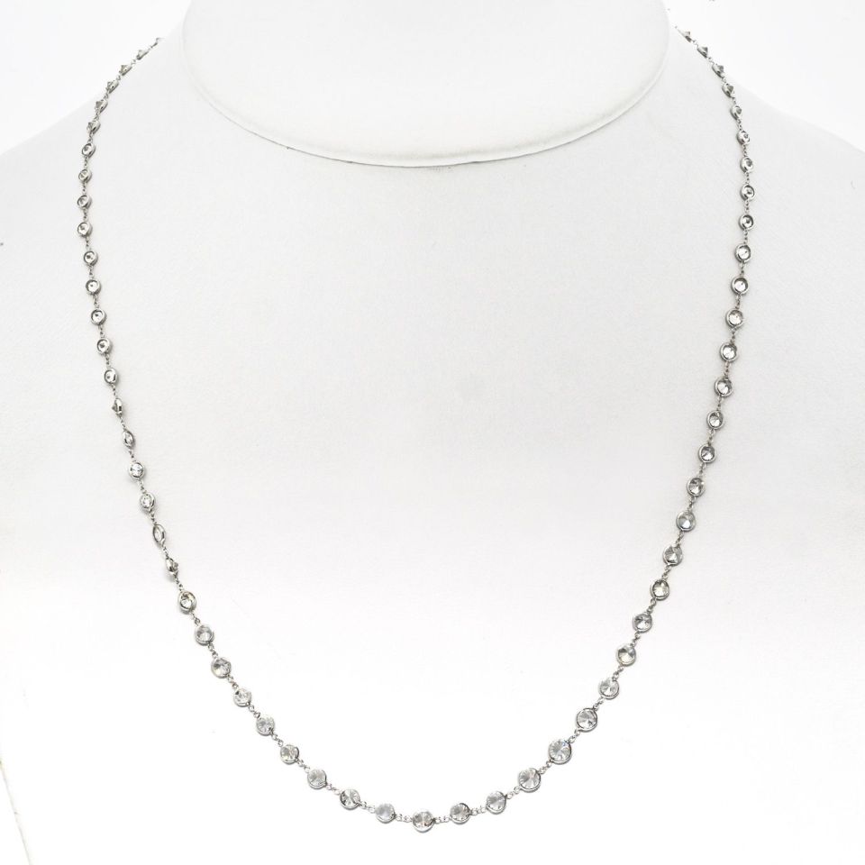 14K White Gold 8.47cttw Round Diamond By The Yard Necklace - The Back Vault