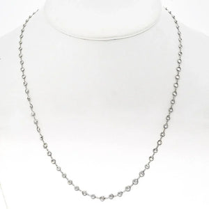 14K White Gold 8.47cttw Round Diamond By The Yard Necklace