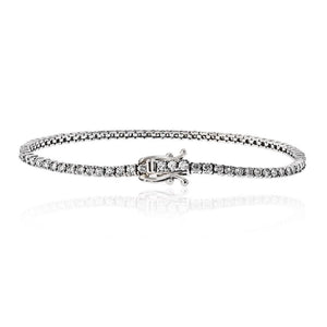 14K White Gold 3.17cttw Round Brilliant Cut Tennis Bracelet