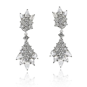 18K White Gold Diamond Drop Day To Night 10.00cttw Diamond Earrings