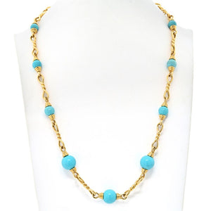 David Webb Turquoise 18K Yellow Gold Link Chain Necklace