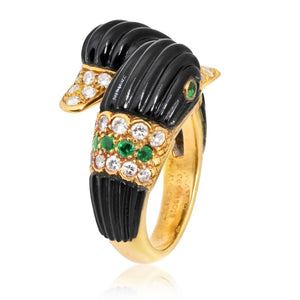 Van Cleef & Arpels 18K Yellow Gold Duck Double Head Ring