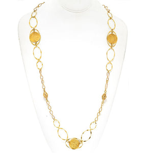 Cartier 18K Yellow Gold 1970's Wire Twist Disk Chain Necklace