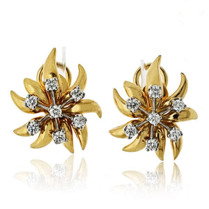 Tiffany & Co. Schlumberger Platinum & 18K Yellow Gold Flame Earrings