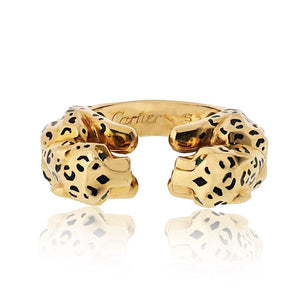 Cartier 18K Yellow Gold Double Panthere Ring