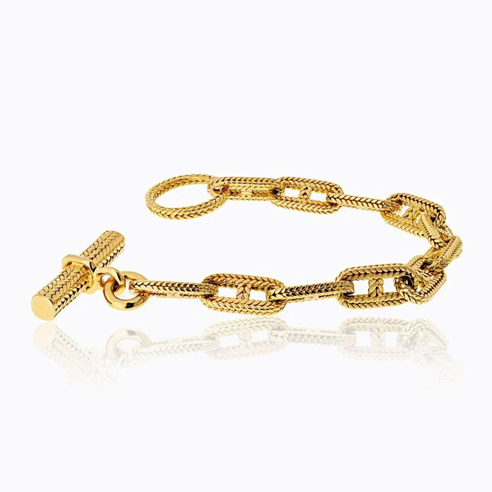 Hermes 18K Yellow Gold Chaine D'Ancre Toggle 11 Link Bracelet