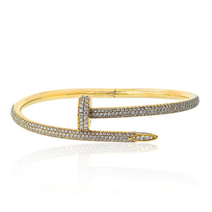 Cartier Juste Un Clou 18K Yellow Gold Pave Diamond Size 17 Bracelet