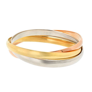 Cartier 18K Tri Color Larger Model (Wider) Trinity Bangle Bracelet