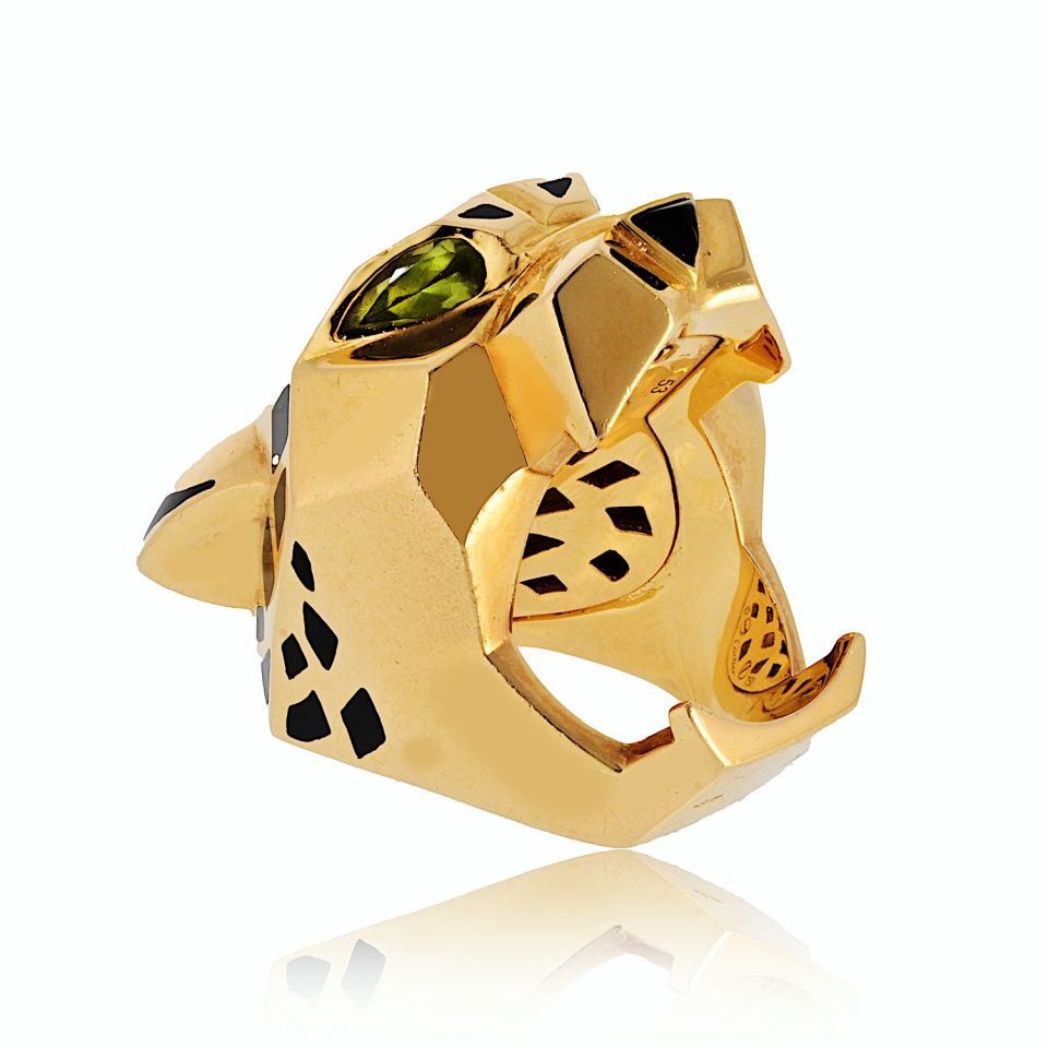 Cartier Panthere 18K Yellow Gold Solid Panthere Head Ring - The Back Vault