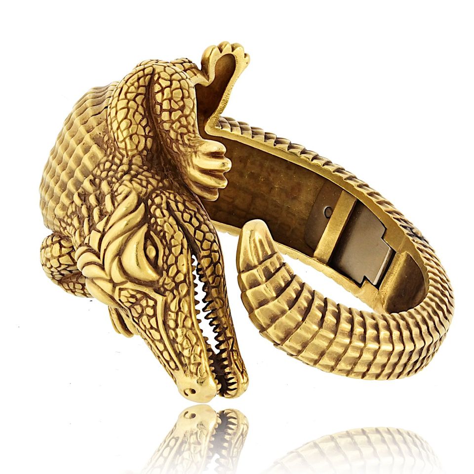 Kieselstein Cord 18K Yellow Gold Alligator Cuff Bracelet – The