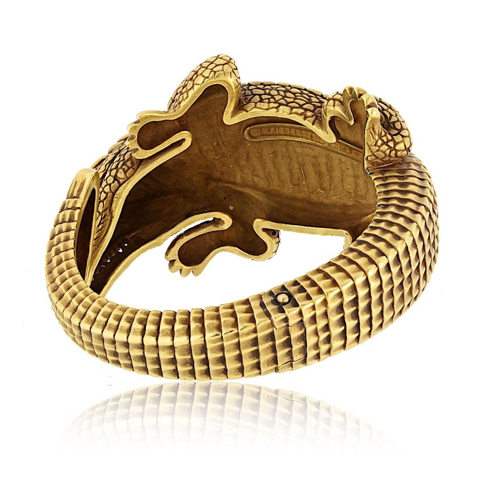 Kieselstein Cord 18K Yellow Gold Alligator Cuff Bracelet – The