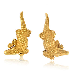 Kieselstein Cord 18K Yellow Gold Alligator Earrings