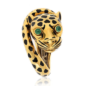 David Webb Platinum & 18K Yellow Gold Leopard Ring