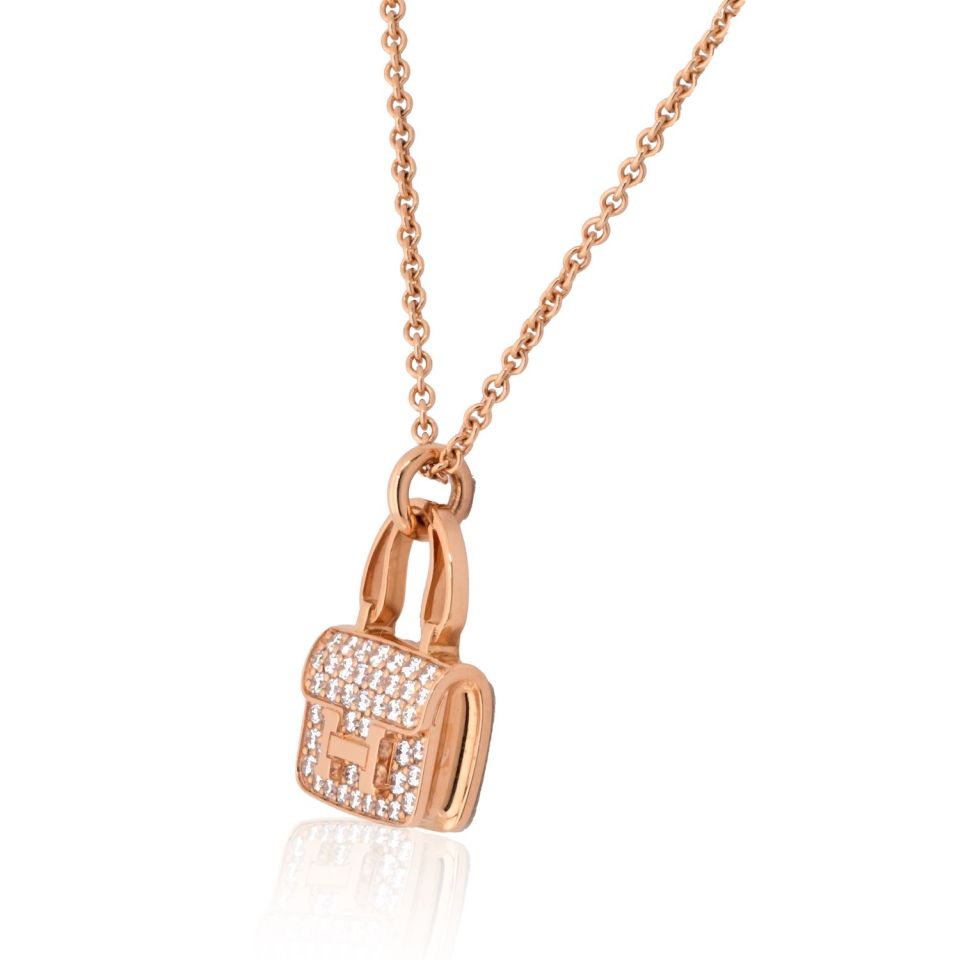 Hermes 18K Rose Gold Amulettes Constance Pendant Necklace