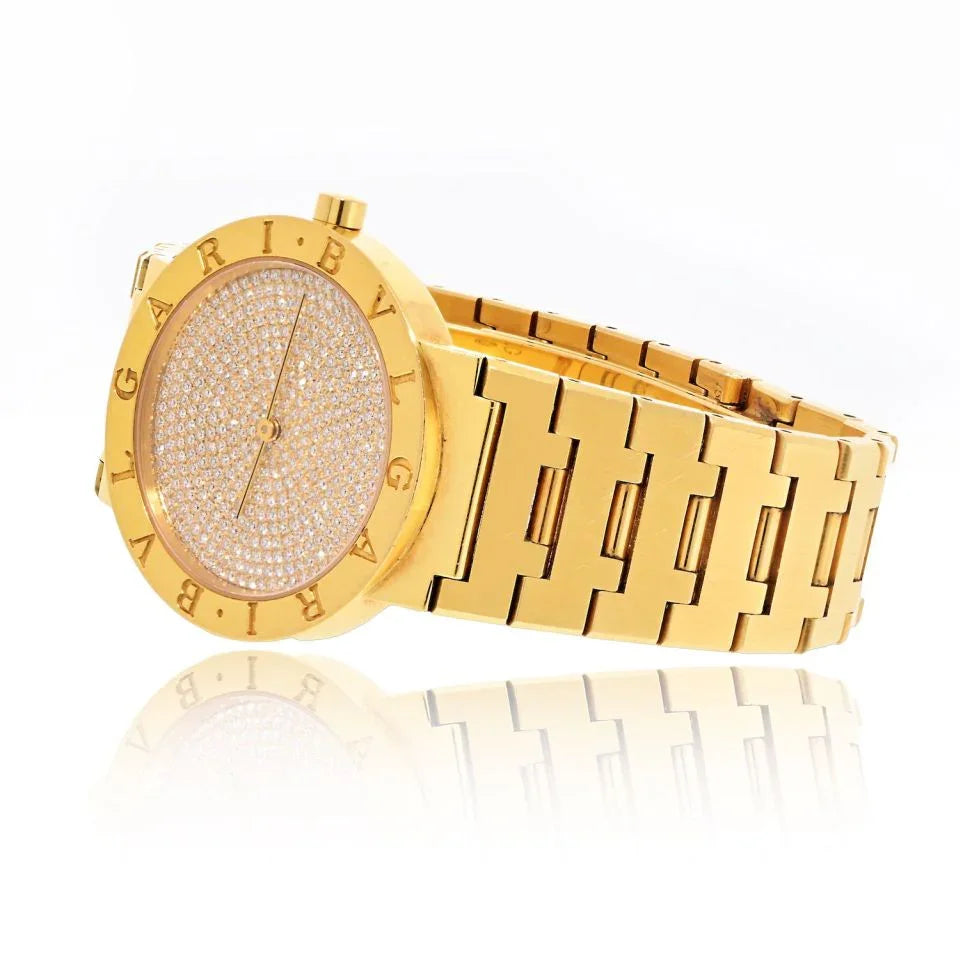 Bvlgari 18K Yellow Gold BB 33 DGG 33mm Diamond Dial Watch – The