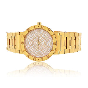 Bvlgari 18K Yellow Gold BB 33 DGG 33mm Diamond Dial Watch