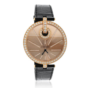 Cartier 18K Rose Gold Captive 55mm Diamond Bezel And Diamond Dial Watch