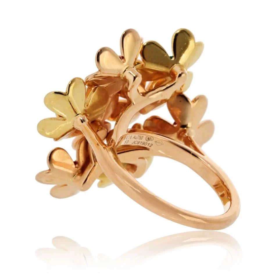 Van Cleef Arpels 18K Yellow Gold Frivole Flowers EU 53 Ring