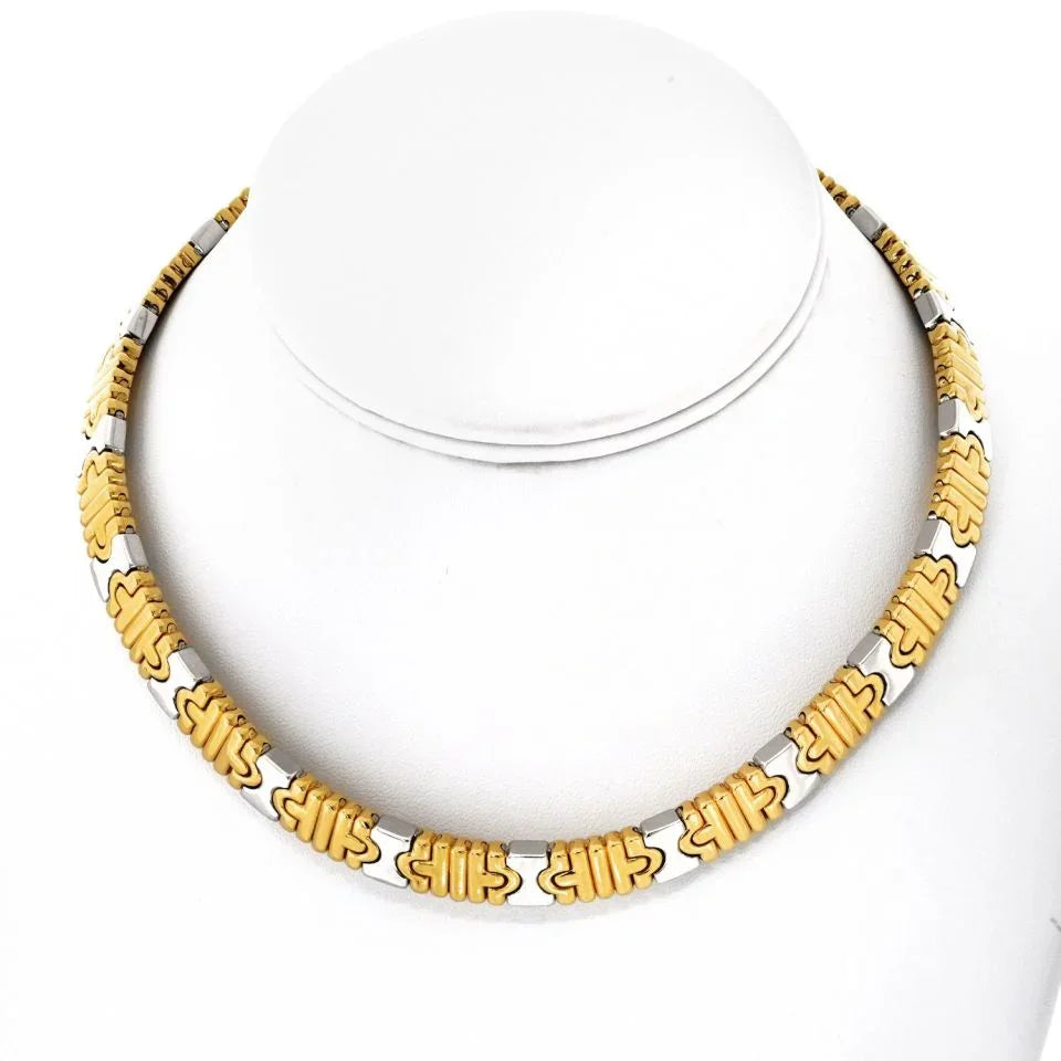 Bvlgari 18K Yellow Gold & Silver Parentisi Collar Necklace – The